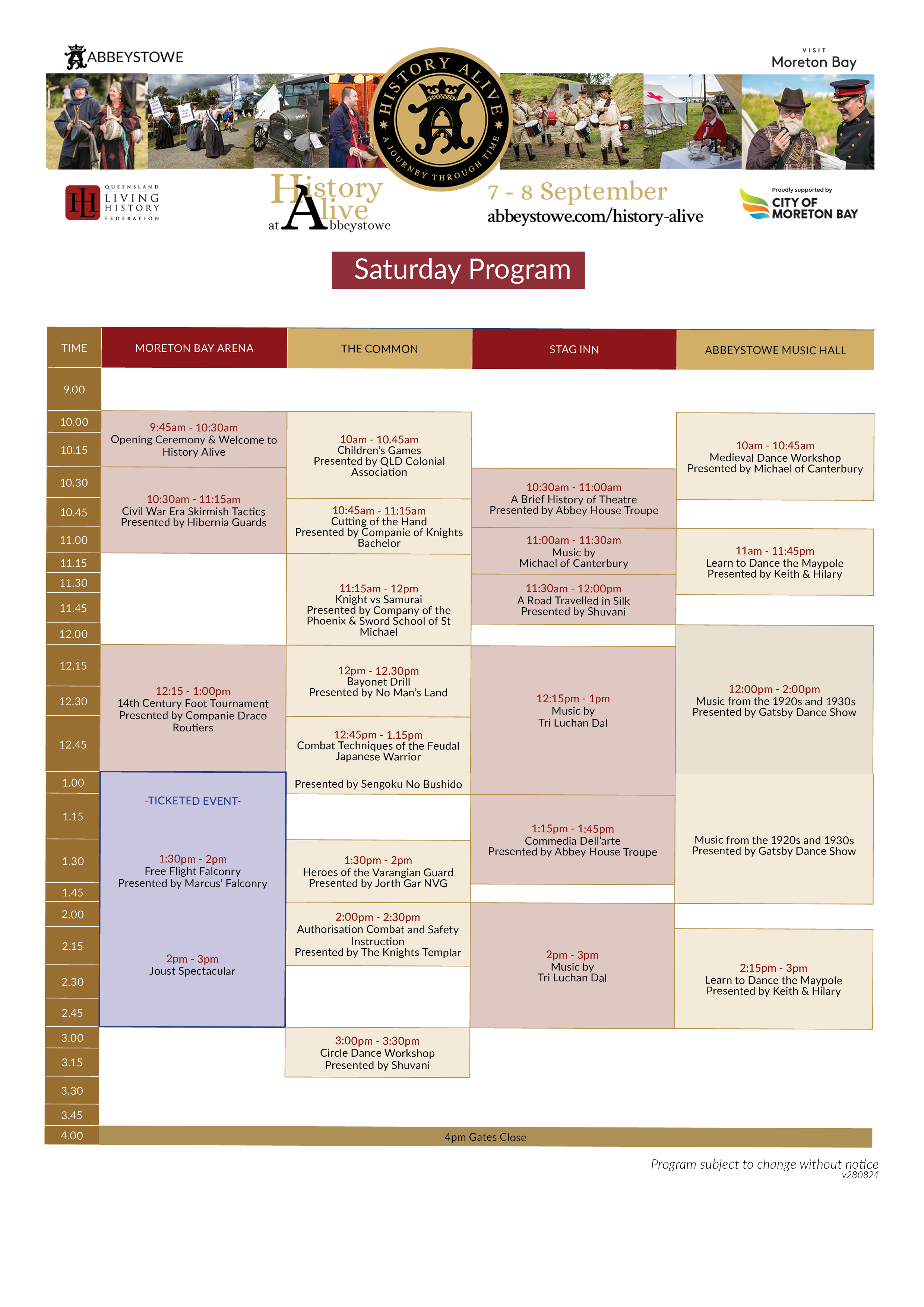 image of program of events